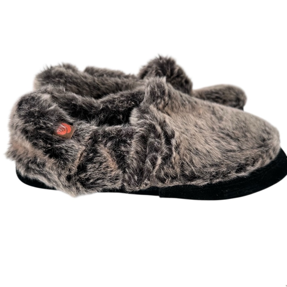 ACORN Chinchilla Black Women’s Moc Slippers Size 6.5–7.5 Cozycore